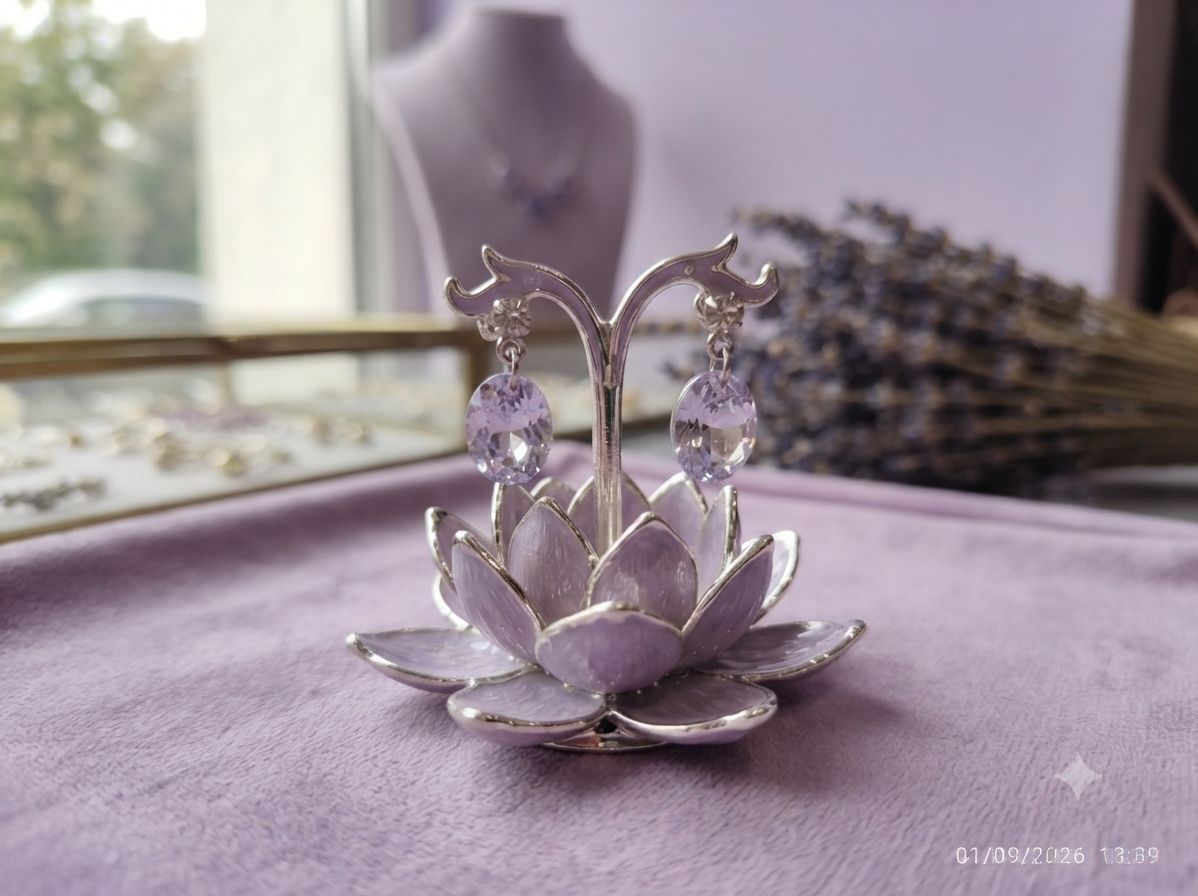 گوشواره طرح الماس بنفش کد ۲۲۱